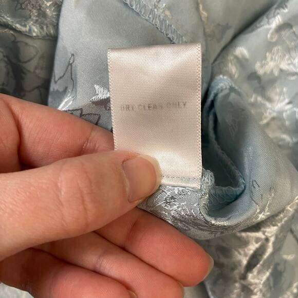 Altar’d State Light Blue Satin Floral Jacquard Ruffled Mini Party Dress Size M - Picture 10 of 11